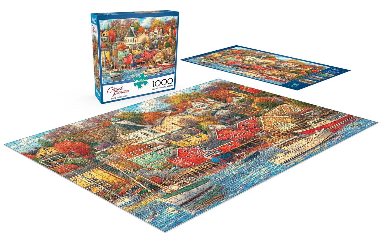 CLASSIC BOAT JIGSAW PUZZLE - Good Times Harbor - By Chuck Pinson - 1000 PCS