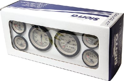 Sierra 69704P Sahara Series Black & Tan Inboard / Outboard 6 Set with Tachometer / Hourmeter: Speedometer: Voltmeter: Fuel: Water Temperature & Oil Pressure Gauges
