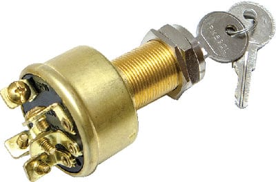 Sierra MP39040 Magneto 3 Position 1 1/8" Brass 5 Screw Terminal 12V 10 Amp Ignition Starter Switch