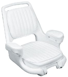 Moeller Extra-Wide Offshore Seat with Padded Armrest: Cushion Set and Mounting Plate - White