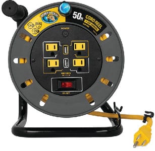 Camco 55291 Power Grip™ Extension Cord Reel With USB Charging Ports: 50'
