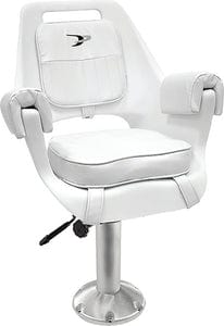 Wise Deluxe Pilot Chair w/Padded Arm Rests & Cushions: White