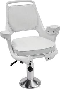 Wise Captain's Chair Package With Chair: Cushions: 12" to 18" Adjustable Pedestal and Seat Slide - White