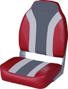 Wise Classic High Back Fishing Boat Seat: No Pinch Hinge - Red/Grey/Charcoal
