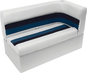 Wise 8WD1071008 Deluxe Pontoon Furniture: Left Hand Long Corner Lounge & Base: White/Navy/Blue