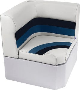 Wise 8WD1331008 Deluxe Pontoon Furniture: Radius Corner 25": White/Navy/Blue