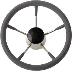 SeaDog 230212G 12": 5-Spoke Stainless Steering Wheel w/Foam Grip & Plastic Center Cap: 25° Dish