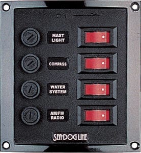 Sea-Dog 4240101 4-Gang Vertical Rocker Switch Fuse Panel