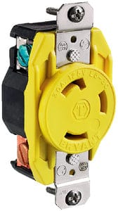 Hubbell HBL305CRR Yellow 30A 125V Locking Receptacle