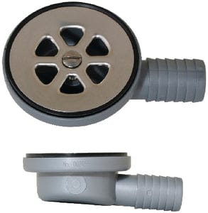 Scandvik 10307 Cockpit or Shower Drain Fits 2-1/16" Drain Hole With a 1" Hose Barb Outlet