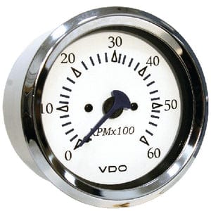 Seachoice 15151 Gauge: Chrome Bezel / White Face: Tachometer (Sterndrive)