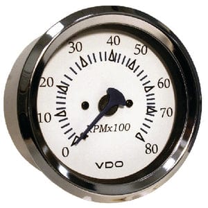 Seachoice 15161 Gauge: Chrome Bezel / White Face: Tachometer (Outboard)