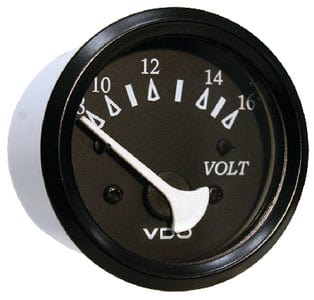 Seachoice 15281 Gauge: Black Bezel / Black Face: Voltmeter