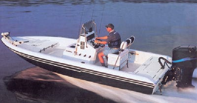 Carver 71218S11 V-Hull Center Console Shallow Draft Fishing: 18'6": Sun-Dura<sup>®</sup> Mist Gray O/B w/Tie Down Kit