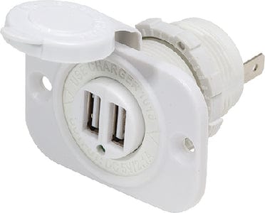 Dual USB Charger Socket: White