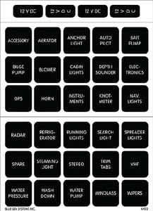 Blue Sea 4217 Waterproof Square Format Label Kit: 120 Label DC Set