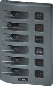 Blue Sea Systems 4306 WeatherDeck 12V DC 6 Position Waterproof Fuse Panel: Gray