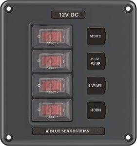 Blue Sea 4320 Water-Resistant Circuit Breaker Switch Panel: 4 Position