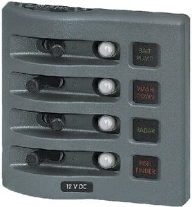 Weatherdeck Breaker Panel 12VAC 4 Pos Gray