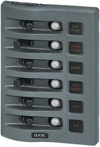Weatherdeck Breaker Panel 12VAC 6 Pos Gray