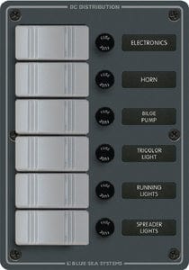 Blue Sea Systems 8053 Contura Water Resistant 12V DC 6 Position Panel: Gray