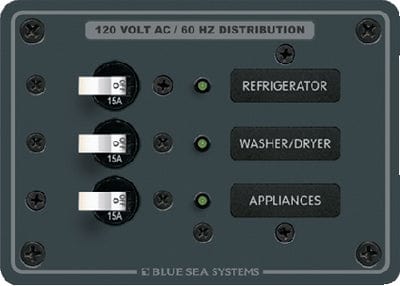 Blue Sea Systems 8058 120V AC 3 Position Circuit Breaker Panel