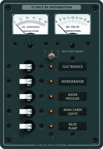 Blue Sea Systems 8081 Traditional Metal DC Circuit Breaker Panel - 5 Positions