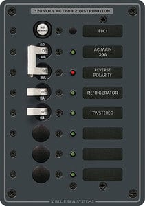 Blue Sea Systems AC Residual Current Circuit Breaker Panel: Main + 5