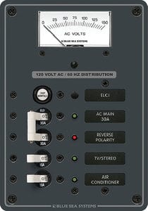 Blue Sea Systems AC Residual Current Circuit Breaker Panel: Main + 2 + Meter