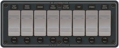 Blue Sea Systems 8261 Contura Water Resistant 12V DC 8 Position Panel: Gray