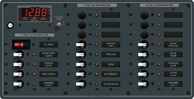Blue Sea Systems 8379<BR> Traditional Metal DC Circuit Breaker Panel - Main + 20 Positions