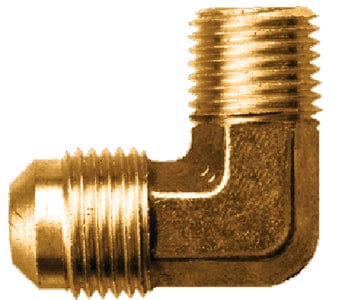 Fairview 498C Brass Flare 90° Male Pipe Elbow: 1/2" Tube OD. x 3/8" Pipe