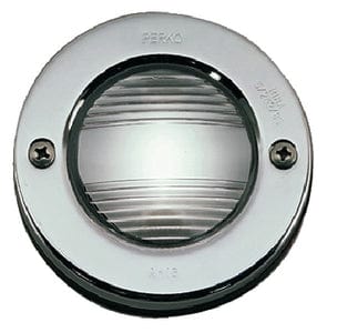 Perko Round Flush Mt. Stern Light: Chrome Brass Bezel
