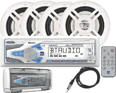 Dual Audio MXD337BT White Digital Media Receiver w/Splash Guard: Bluetooth<sup>®</sup> & 4 Speakers