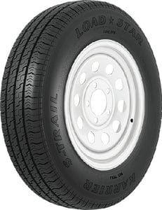 Loadstar Bias Tire and Wheel (Rim) Assembly KR25 ST145/R-12 5-Hole 8 Ply: White: Modular