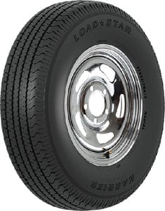 13" ST Radial Tire & Wheel Assembly: ST185/80R13 C/5-Hole Chrome Directional