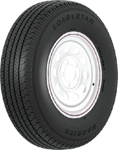 Loadstar Tire and Wheel (Rim) Assembly KR03: ST225/75R15 5 Hole C Ply: White With Stripe: Modular