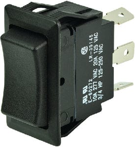 BEP 1001710 Rocker Switch: On-Off-On: SPDT: 1/4" Blade Terminals