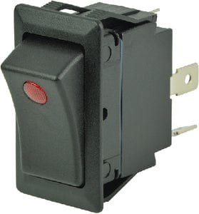 BEP 1001714 Rocker Switch: Off-On: SPST: 1/4" Blade Terminals: Illuminated Red