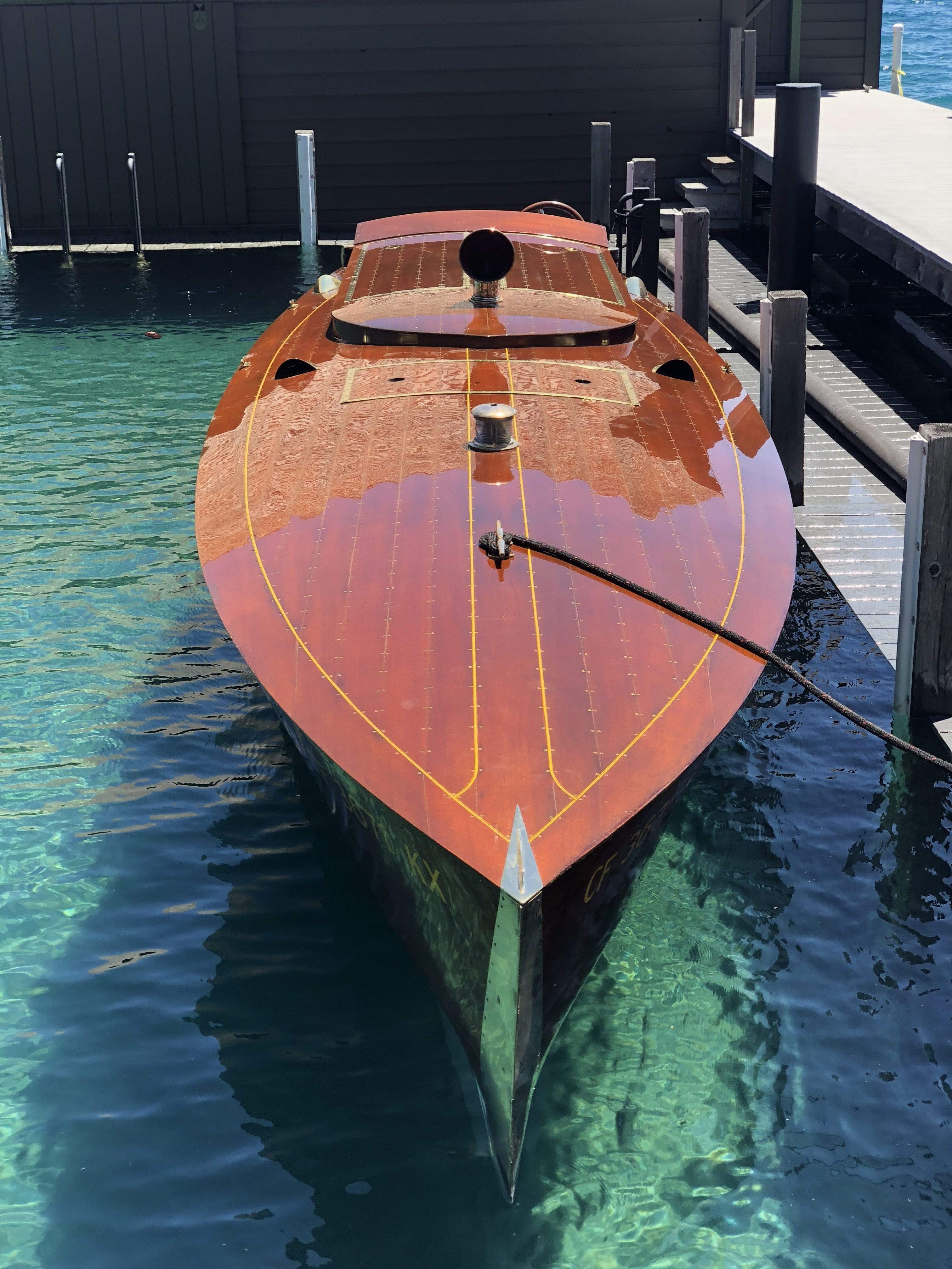 Classic Wooden Boat for Sale - 1996 Brown & Bassett 33' Gentleman's Racer - 600hp Rolls-Royce Meteor V-12
