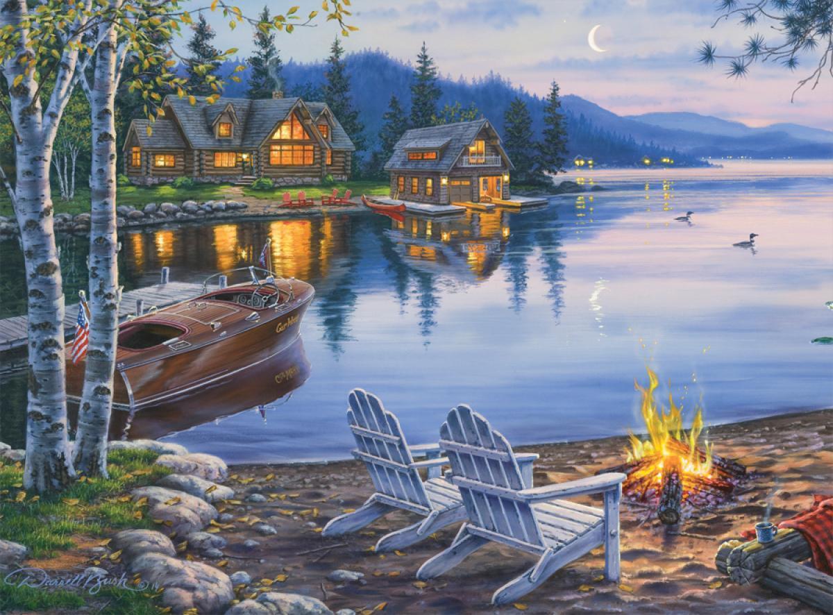 Classic Wooden Boat Accessories for Sale - CLASSIC BOAT JIGSAW PUZZLE - LAKE REFLECTION - By Darrell Bush - 1000 PCS