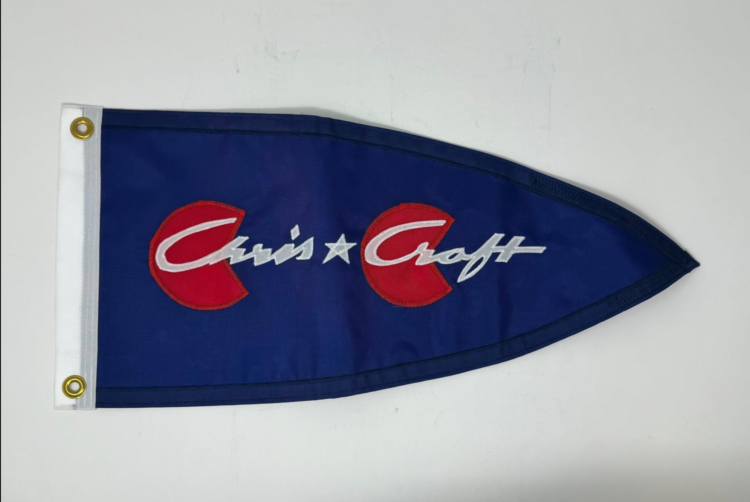 Blue Post-War Chris-Craft Nylon Double-Sided Burgee Straight (Small)