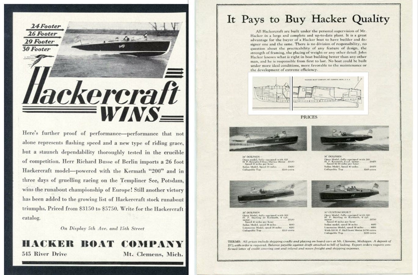 1929 HACKER CRAFT 24' Triple - Baby Dolphin