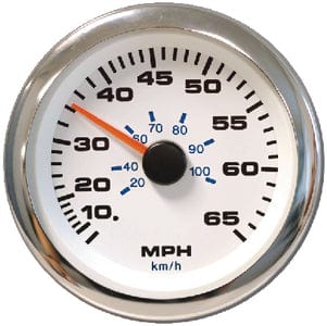 Sierra 62561P White Premier Pro Series 3" Stainless Steel Outboard & 4 Stroke Gas Engine 0-7:000 RPM Dial Range Tachometer Gauge with Outboard Alternator or Coil Sender Code