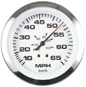 Sierra Lido Series 3" White & Stainless Steel Pitot Type Speedometer Gauge Kit