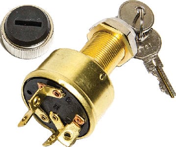 Sierra MP39070 Conventional 4 Position 1" Brass 4 Screw Terminal 12V 15 Amp Ignition Starter Switch