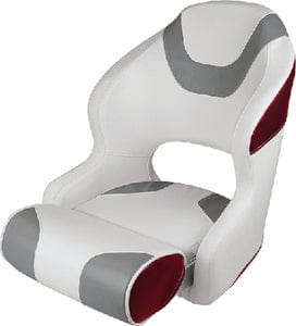 Wise Baja Series Bucket Seat w/Bolster: Brite White / Grey / Dark Red