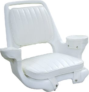 Wise Captain's Chair Package With Chair: Cushion Set and Mounting Plate - White