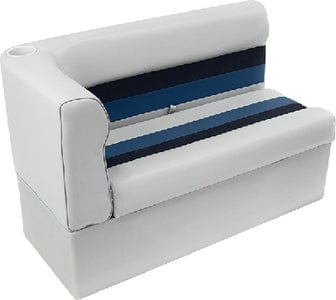 Wise 8WD1081008 Deluxe Pontoon Furniture: Right Hand Long Corner Lounge & Base: White/Navy/Blue