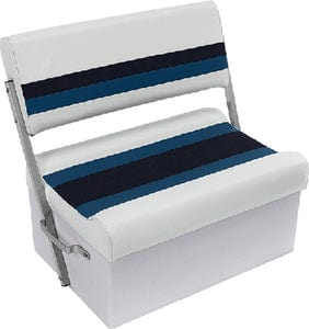 Wise 8WD125FF1008 Deluxe Pontoon Furniture: Flip Flop Seat: White/Navy/Blue